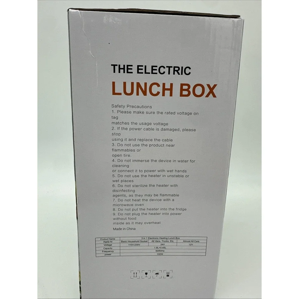Electric-Lunch-Box-Heated-Food-Warmer 100W Heating Lunchbox for 1.8L‎ NIB